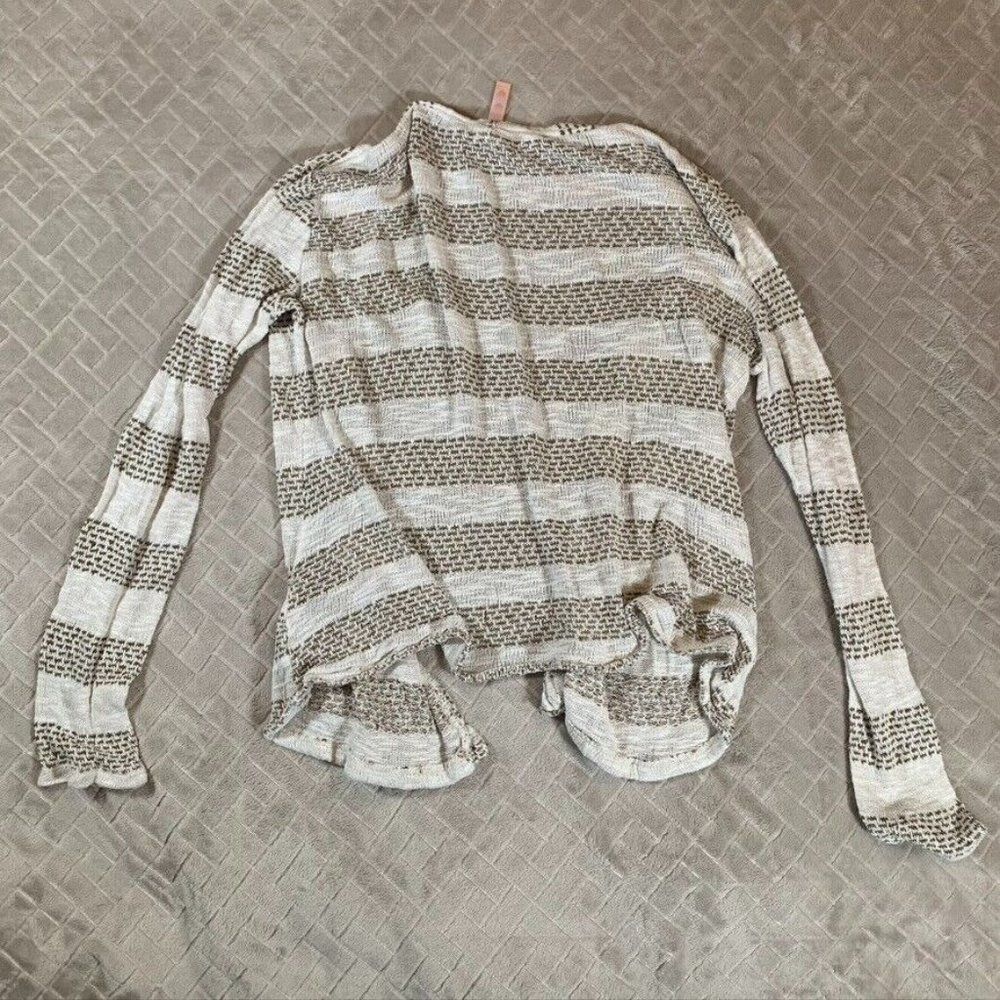 Three Hearts Womens Medium Sweater Open Front Cardigan Striped Pockets Stretch - Picture 7 of 9